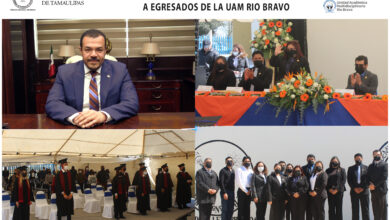 Photo of Felicita el Rector de la UAT a egresados de la UAM Río Bravo