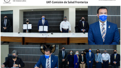 Photo of Preside Rector firma de convenio UAT-Comisión de Salud Fronteriza