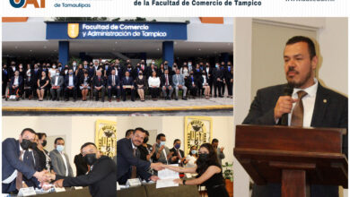 Photo of Preside Rector ceremonia de graduación en la Facultad de Comercio de Tampico
