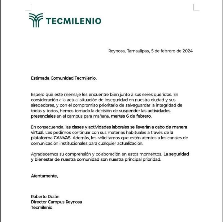 Tecmilenio comunicado