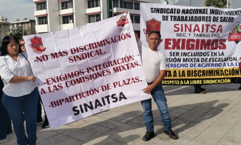 Trabajadores de la Sección Uno del Sindicato Nacional Independiente de Trabajadores de Salud piden "piso parejo".