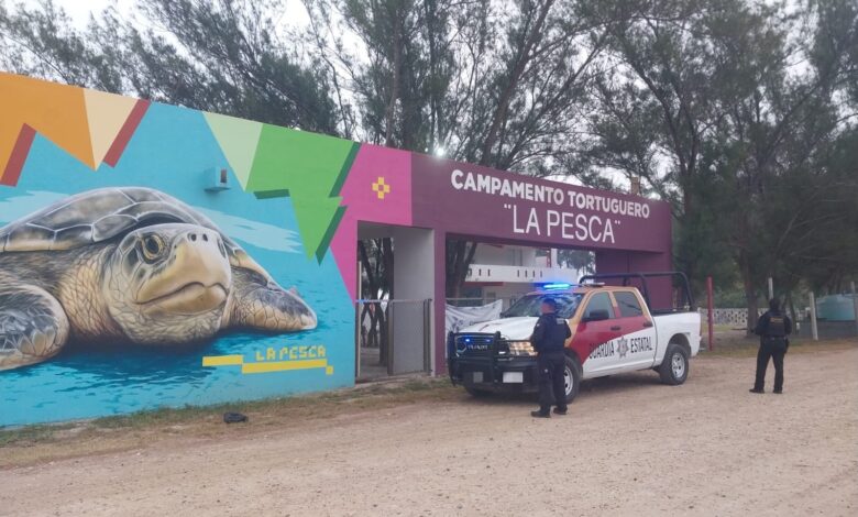 En La Pesca se reforzó la seguridad y vigilancia en el campamento tortuguero.