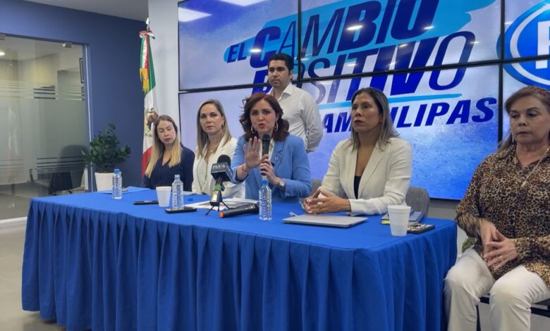 En rueda de prensa la candidata del PAN al Senado, Imelda Sanmiguel se pronunció en contra del acoso sexual.