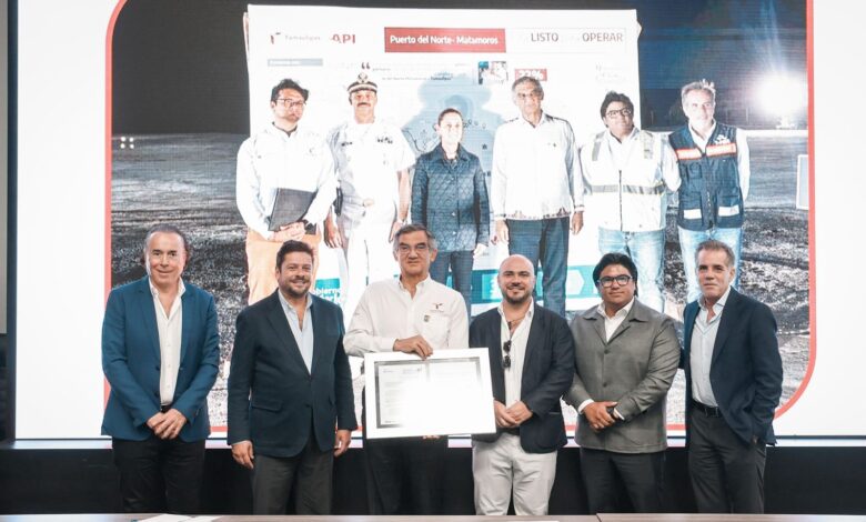 El Gobernador Américo Villarreal recibe a ejecutivos de empresas globales que funcionarán en la nueva terminal marítima en el Puerto del Norte.