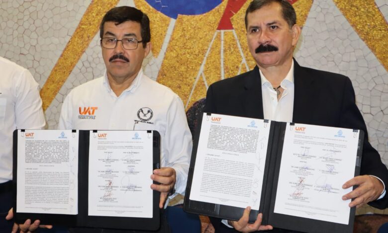 El Rector Dámaso Anaya Alvarado encabezó la firma de un convenio de colaboración con el Ayuntamiento de Río Bravo.