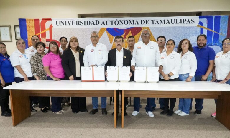 La Universidad Autónoma de Tamaulipas (UAT) y el Sindicato Único de Trabajadores (SUTUAT) firmaron acuerdos en beneficio de los trabajadores.