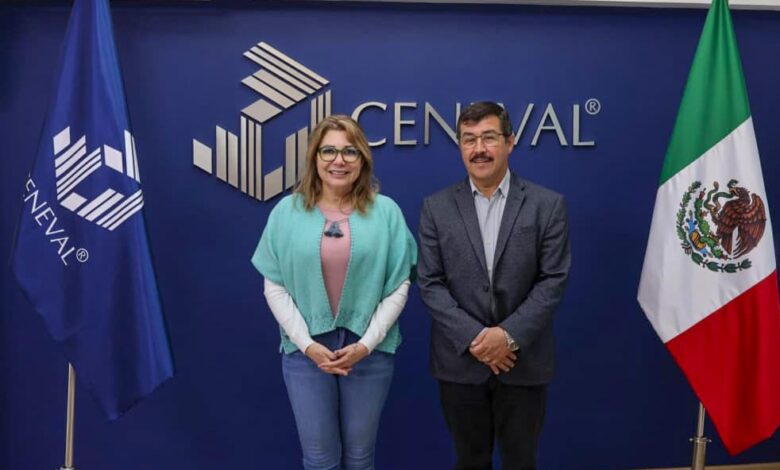 El Rector de la Universidad Autónoma de Tamaulipas (UAT), Dámaso Anaya Alvarado, sostuvo una reunión con la Directora General del Centro Nacional de Evaluación para la Educación Superior (Ceneval), Carmen Enedina Rodríguez Armenta.